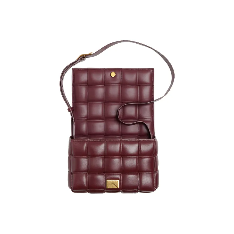 Bottega Veneta Padded Intreccio Cassette Crossbody Bag Barolo-3