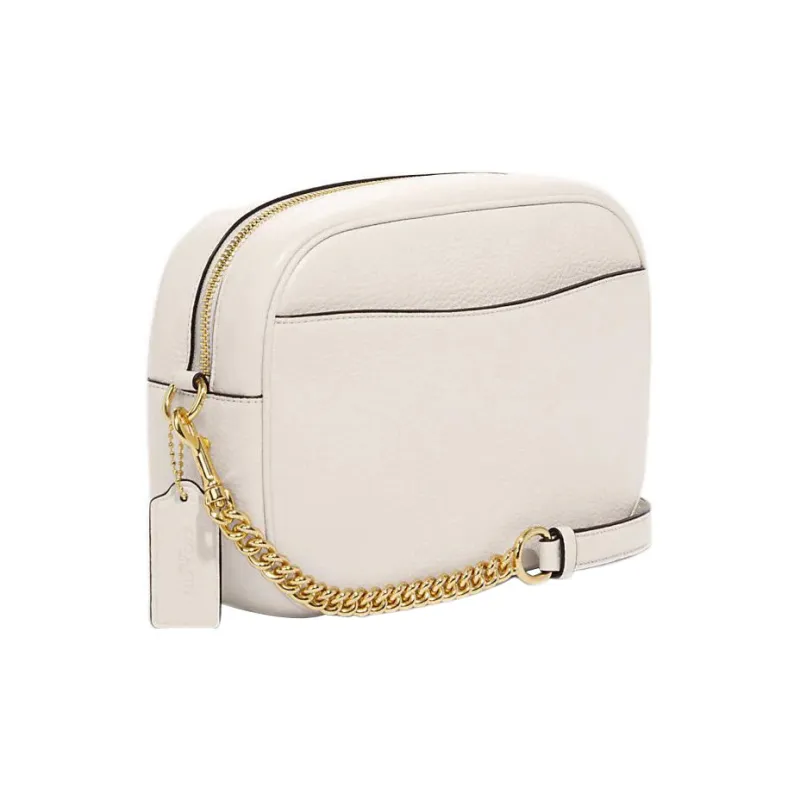 COACH Jamie Refined Pebble Leather Camera Bag, Shoulder Bag, Crossbody Bag Women's Chalk White-1