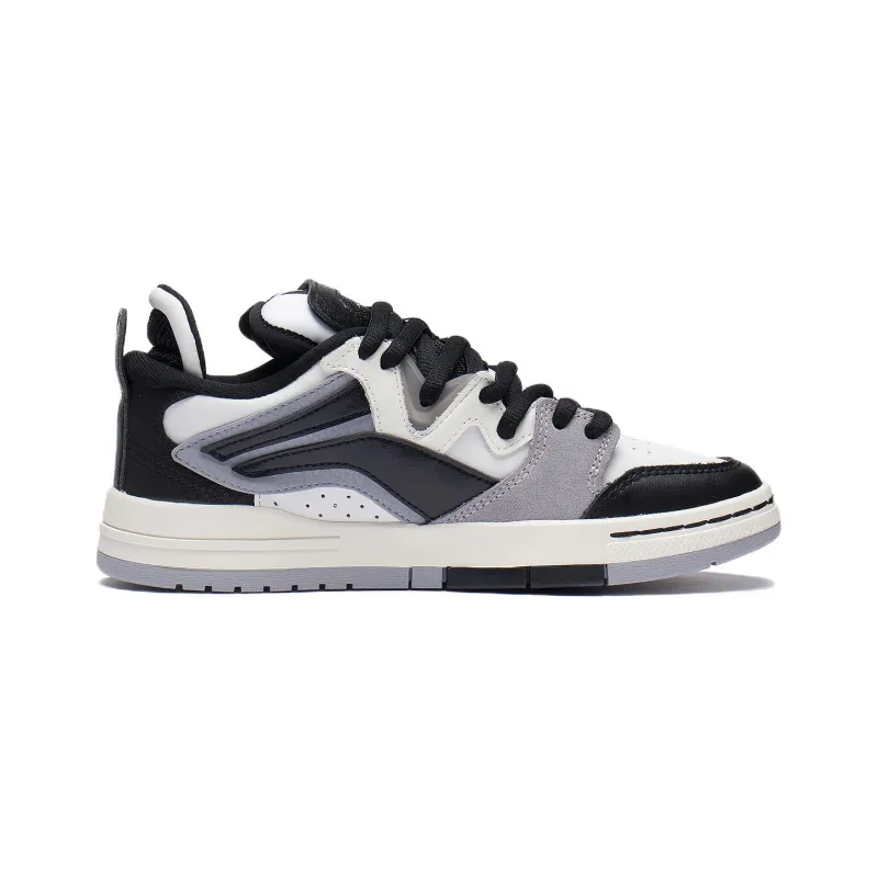 LiNing Wave Pro Panda Anti Slip And Wear Resistant Lightweight Low Top Skateboard Shoes Women's Black White-1