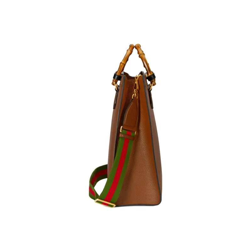 GUCCI Diana Leather Tote Bag Shopping Bag Shoulder Bag Crossbody Bag Handbag Large Size Men's Brown-5
