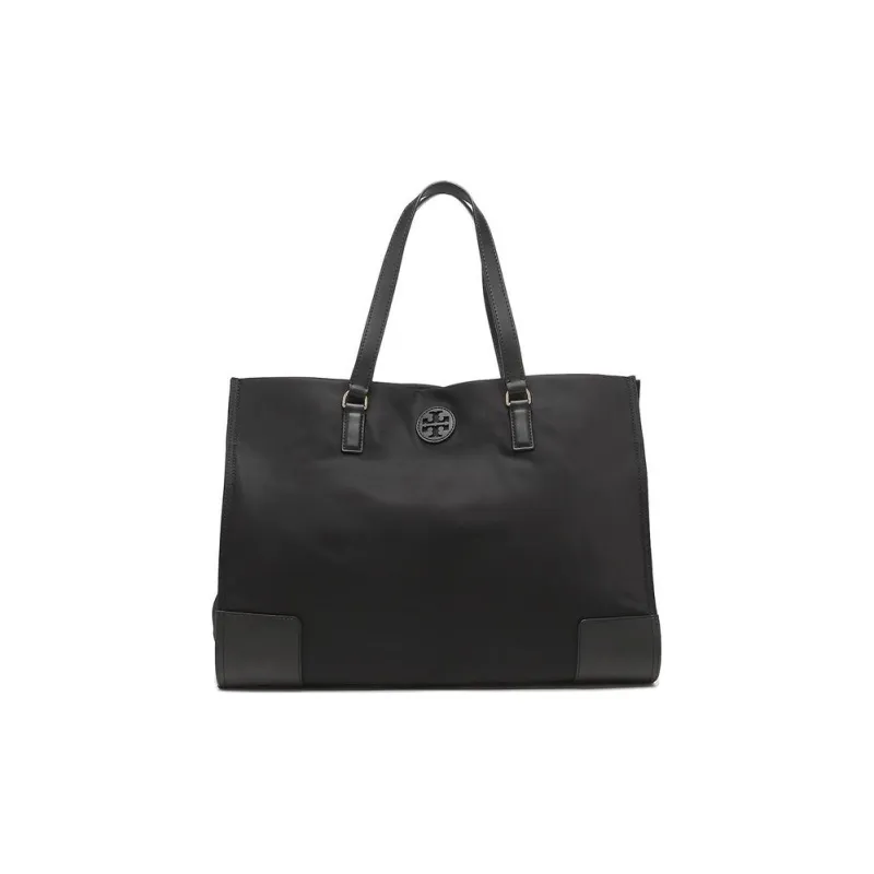 TORY BURCH Ella Cow Leather Detail Tote Bag Shopping Bag Shoulder Bag Handbag Regular Women's Black-0