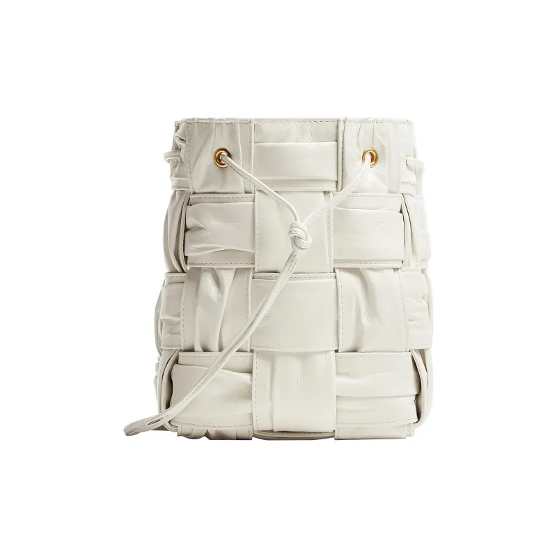 Bottega Veneta CASSETTE Sheepskin Bucket Bag, Crossbody Bag, Shoulder Bag Trumpets Women's White-1