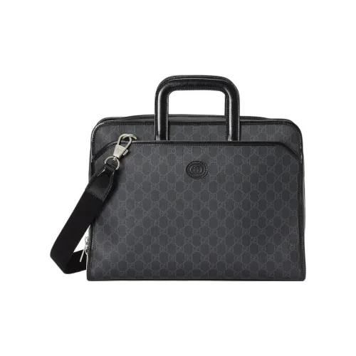 GUCCI Coated Canvas With Leather Single Shoulder Bag Crossbody Bag Handbags Regular Men's Black