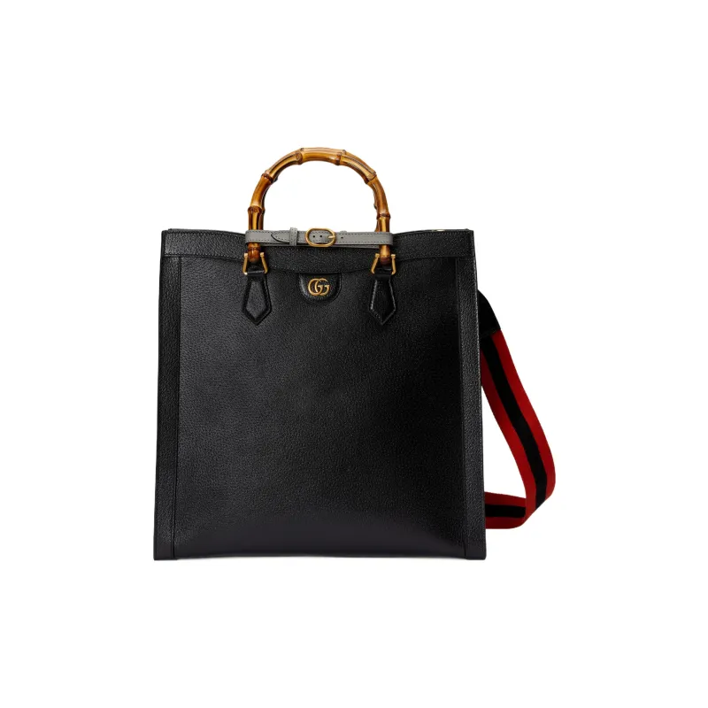 GUCCI Diana Leather Tote Bag Shopping Bag Shoulder Bag Crossbody Bag Handbag Large Size Men's Black-2