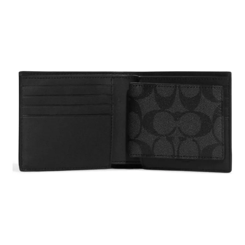 COACH Disney Collaboration Fabric With Artificial Leather Wallet Men's Black-1