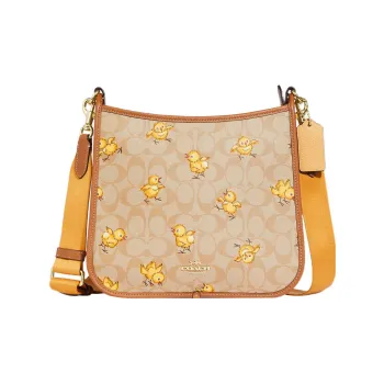 COACH Dempsey Coated Canvas With Refined Pebbled Leather Shoulder Bag, Crossbody Bag Tubas Women's Light Khaki
