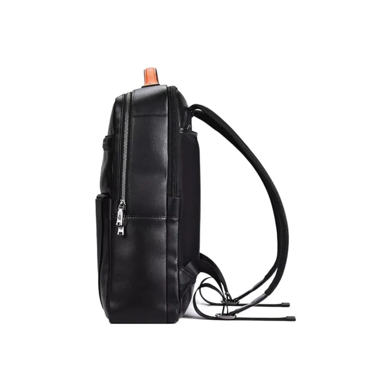 Hush Puppies With Multiple Textured Cow Leather Backpack Tubas Men's Black-2
