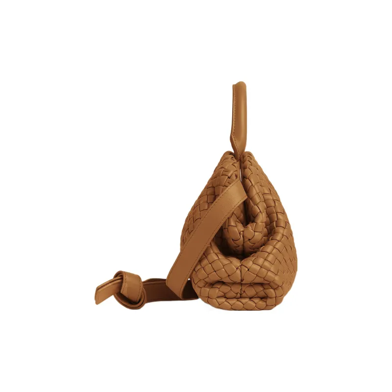 Bottega Veneta Handle Intrecciato Top Handle Small Camel-1