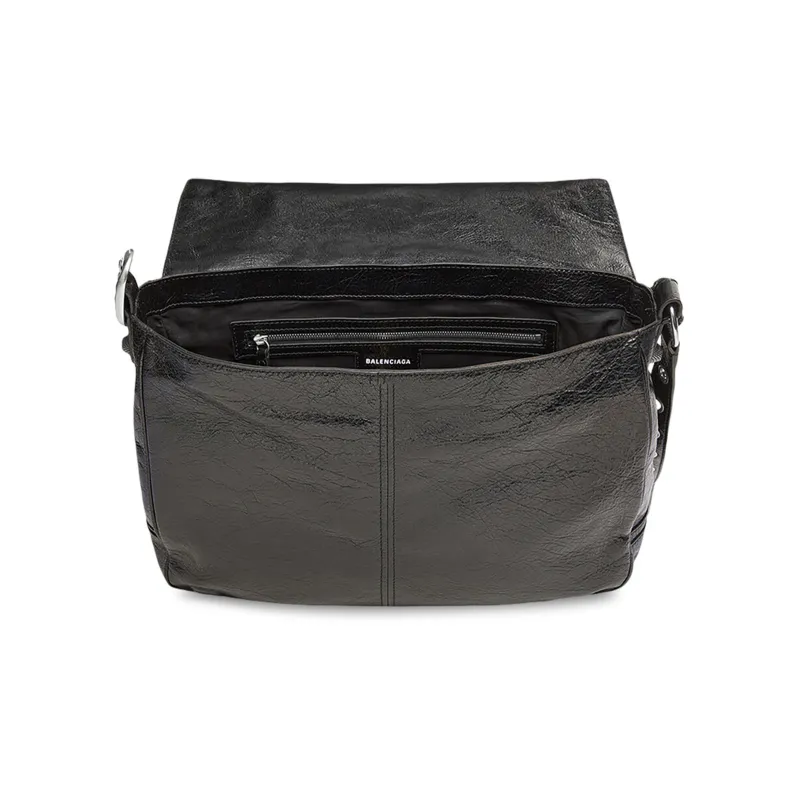 Balenciaga Le Cagole Lambskin Shoulder Bag, Crossbody Bag Medium Size Men's Black-5