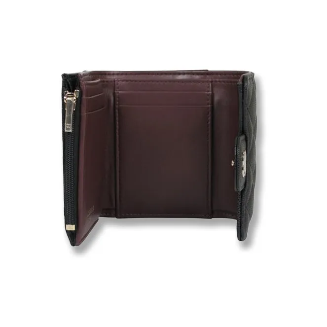 CHANEL 22K Autumn And Winter Litchi Grain Cow Leather Card Holder, Wallet, Wallet, Wallet Women's Black-3
