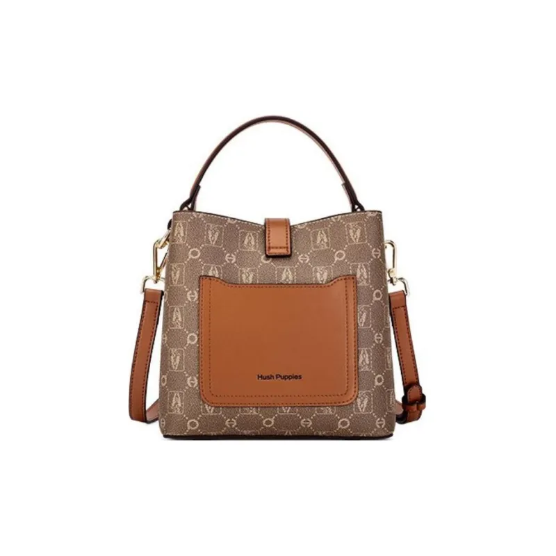 Hush Puppies Synthetic Leather Bucket Bags Crossbody One Shoulder Handbags Women's Black/Khaki/Apricot-7