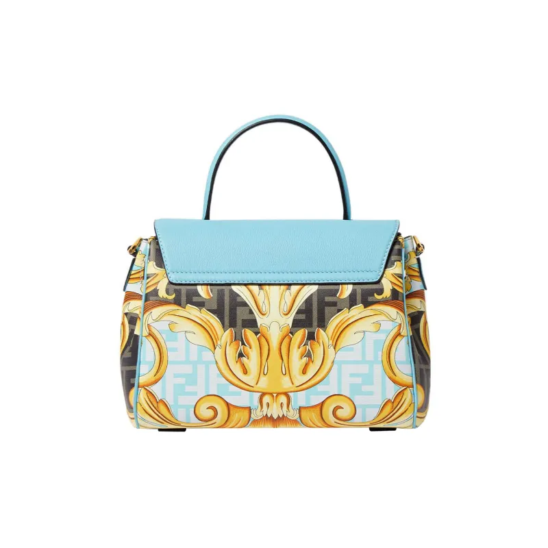 VERSACE La Medusa Cow Leather One Shoulder Handbags Medium Size Women's Blue-2