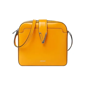 VERSACE Cow Leather Messenger Bag Shoulder Bag Crossbody Bag Men's Orange