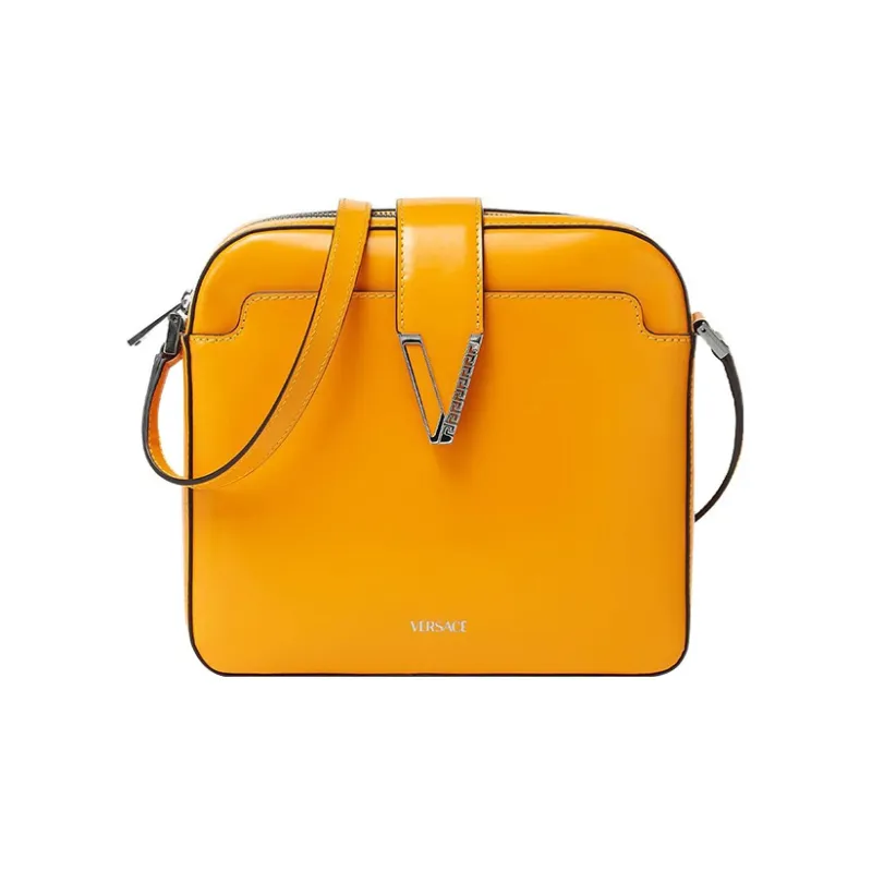 VERSACE Cow Leather Messenger Bag Shoulder Bag Crossbody Bag Men's Orange-0