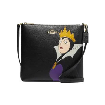 COACH Disney, Collaboration Rowan Pebbled Leather File Bag, Shoulder Bag, Crossbody Bag Medium Size Women's Black