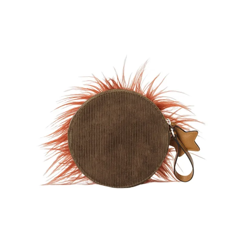 GUCCI Lions Pattern Corduroy Pouch Orange-2