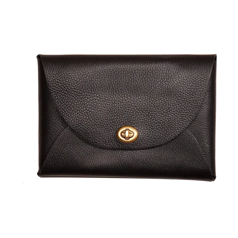 COACH Pouch Leather Coin Purse Card Holder Clutch Small Size Women's Black-0