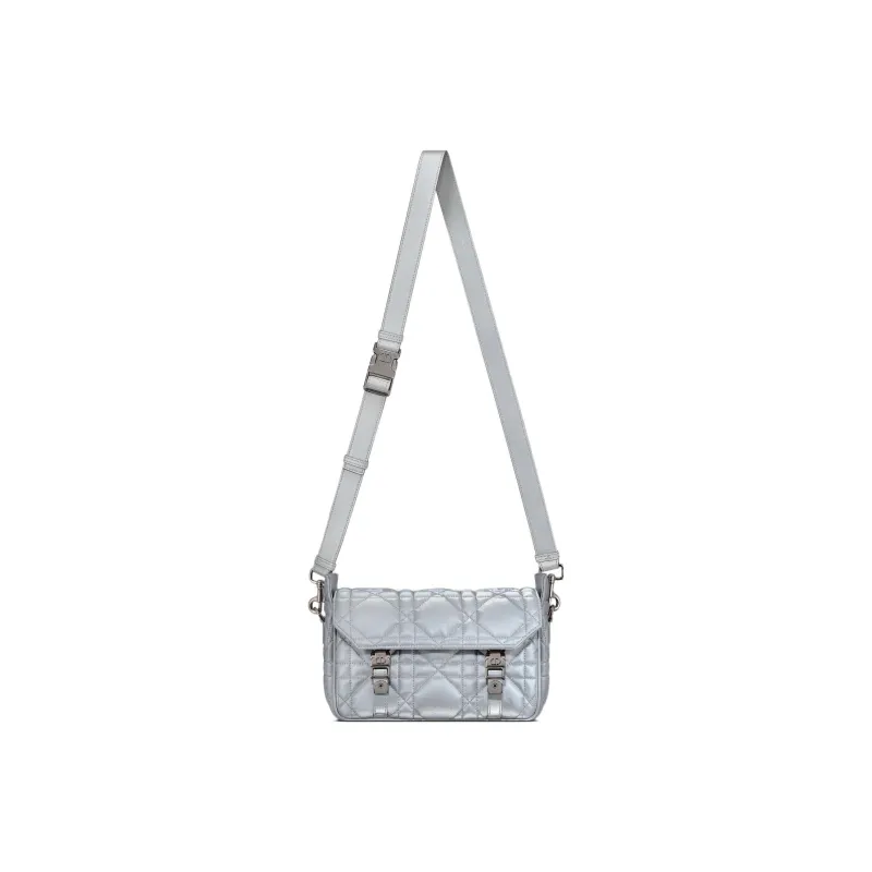 DIOR DiorCamp Cow Leather Messenger Bag, Crossbody Bag, Shoulder Bag Small Size Women's Silver-4