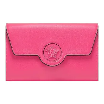 VERSACE La Medusa Grained Calfskin Shoulder Bag Crossbody Bag Women's Fuchsia