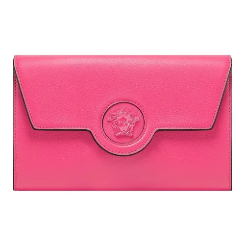 VERSACE La Medusa Grained Calfskin Shoulder Bag Crossbody Bag Women's Fuchsia