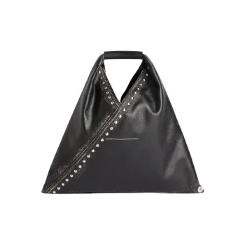 MM6 Maison Margiela Grain Cow Leather Tote Bag, Shopping Bag, Handbag Mini Women's Black