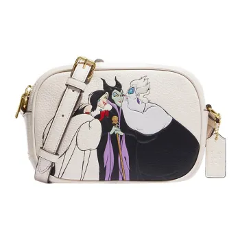 COACH Disney, Collaboration Jamie Leather Camera Bag, Shoulder Bag, Crossbody Bag Trumpets Women's Chalk White