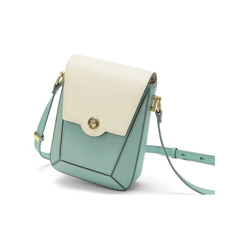 Gong Xuan Cow Leather Cell Phone Pouch, Shoulder Bag, Crossbody Bag Trumpets Women's Clear And Verdant Crown-1