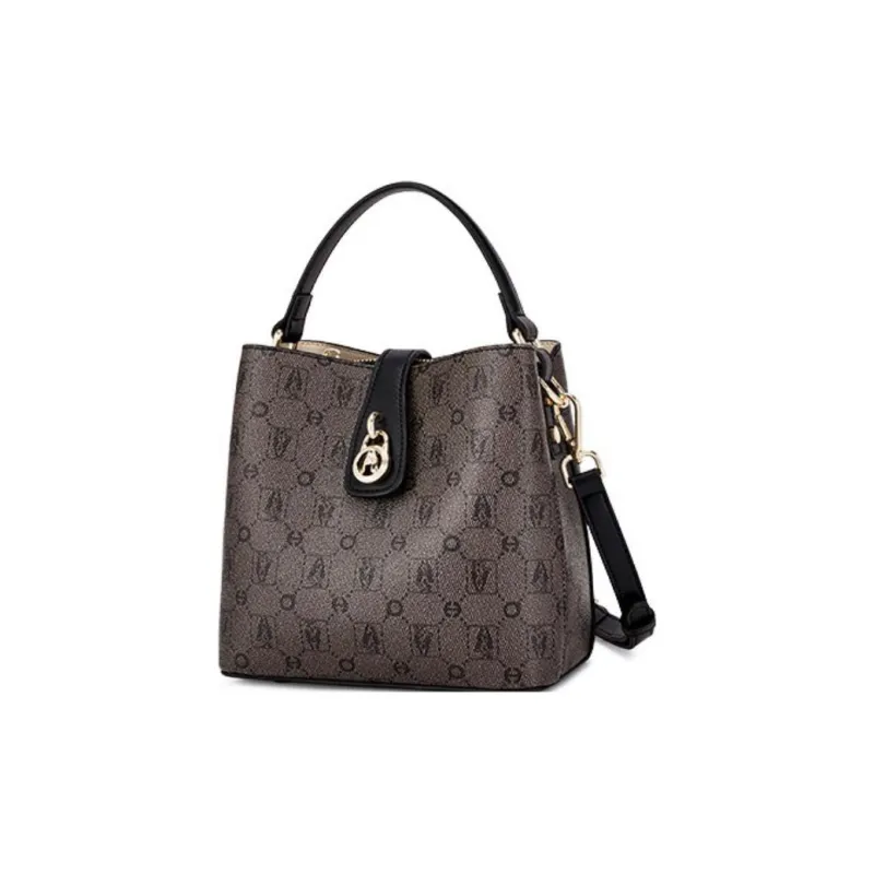 Hush Puppies Synthetic Leather Bucket Bags Crossbody One Shoulder Handbags Women's Black/Khaki/Apricot-1
