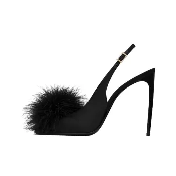 SAINT LAURENT Faux fur Detail 110mm Sandals