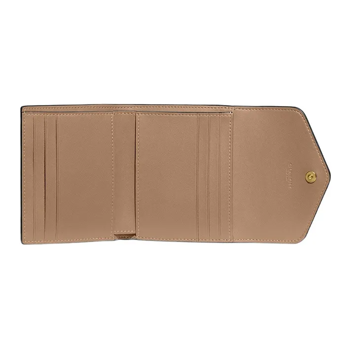 COACH Wyn Polished Grained Leather Card Holder Wallet Small Size Women's Nude-1