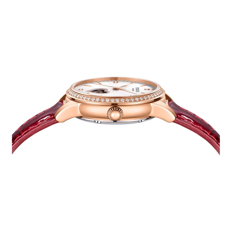 POSCER Heart To Heart Design KEYS Collection Mechanical Movement Genuine Leather Strap Watch Women's Watch White Dial-2
