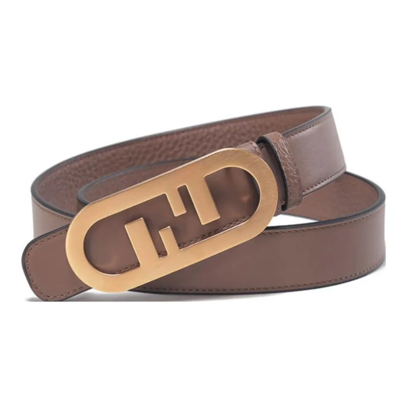 FENDI O'Lock Leather Belts Men Brown-3