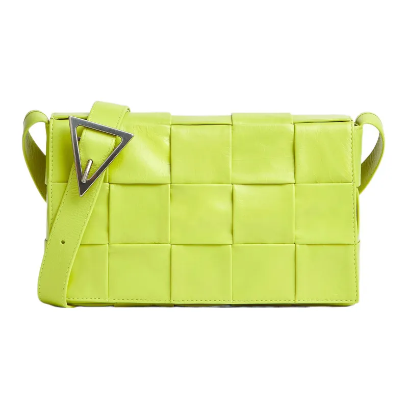 Bottega Veneta CASSETTE Pillow Bag Calfskin Crossbody Bag, Shoulder Bag Medium Size Men's Lemon Kiwi Green-0