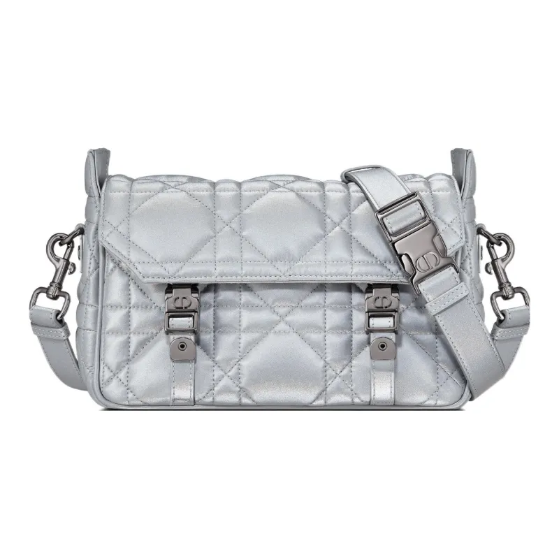 DIOR DiorCamp Cow Leather Messenger Bag, Crossbody Bag, Shoulder Bag Small Size Women's Silver-0