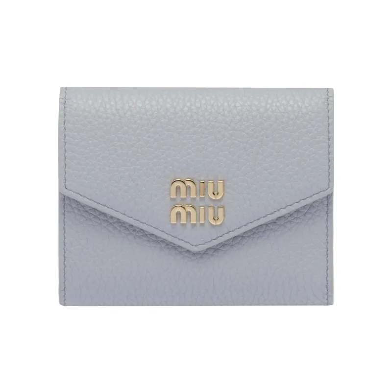 MIU MIU Matelassé Leather Wallet Women's Blue-0