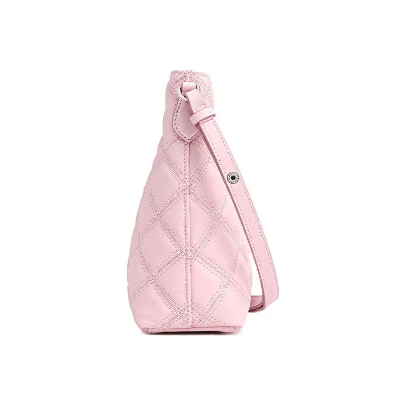 FION Cow Leather Bucket Bag, Crossbody Bag, Shoulder Bag Women's Black/Pink-2