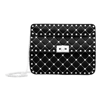 Valentino ROCKSTUD SPIKE Napa Lambskin Portable Crossbody Bag, Shoulder Bag Medium Size Women's Black