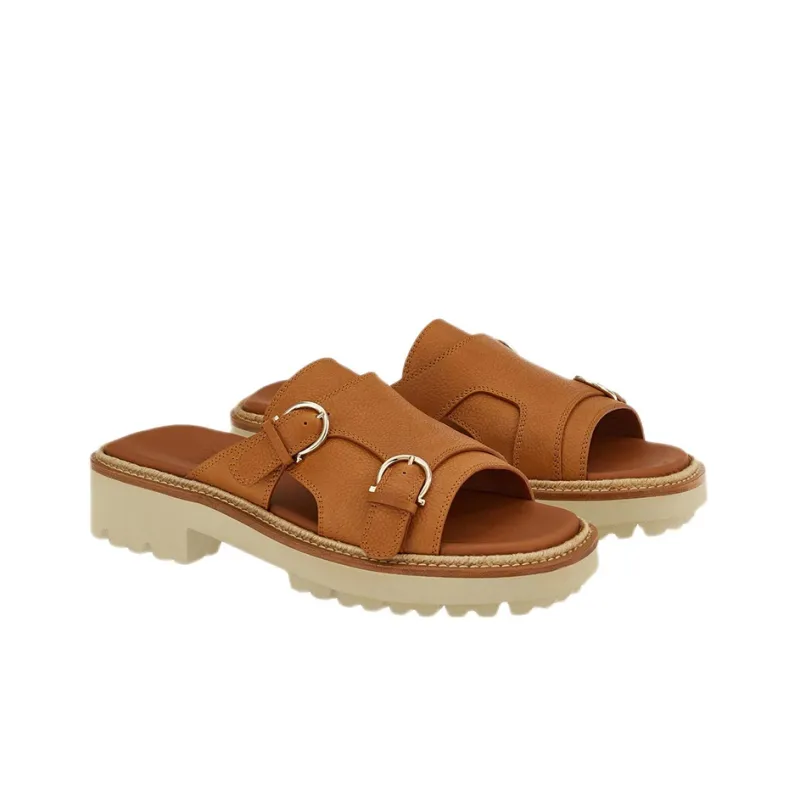 FERRAGAMO Slip Resistant Slide Slippers Men's Brown-1