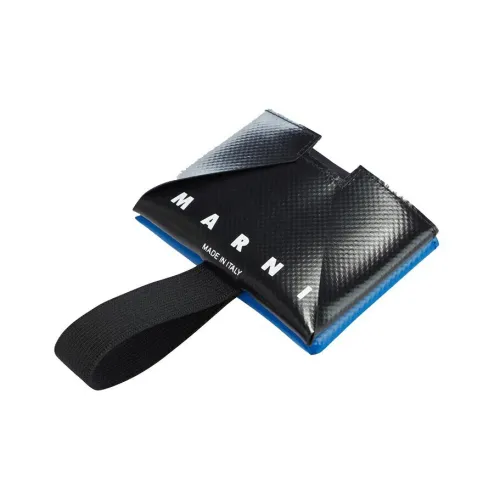 MARNI Fabric Coin Purse, Card Holder Regular Men's Black & Blue