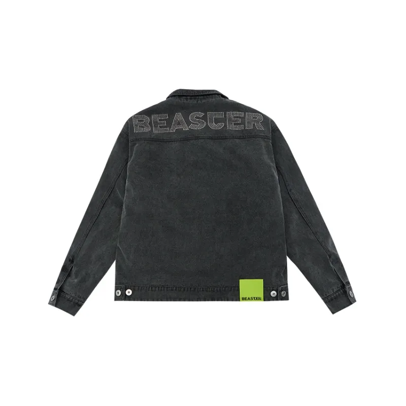 BEASTER Loose Fit Moderate Denim Jacket Unisex Denim Black-1