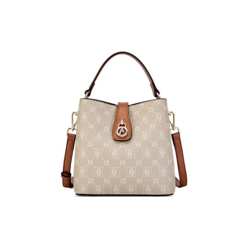 Hush Puppies Synthetic Leather Bucket Bags Crossbody One Shoulder Handbags Women's Black/Khaki/Apricot-9