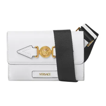 VERSACE VERSACE Cow Leather Sling Bag Fanny Pack Men's White