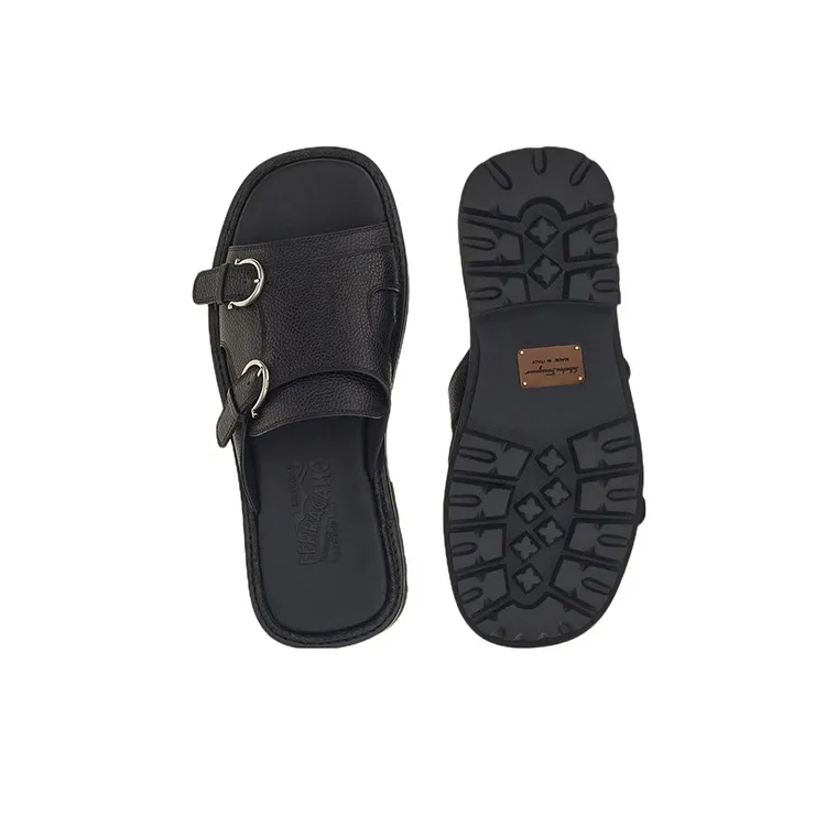 FERRAGAMO Slide Slippers Men's Black-4