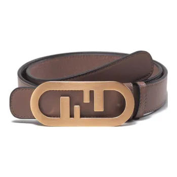 FENDI O'Lock Leather Belts Men Brown