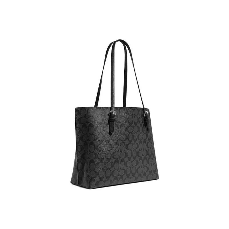 COACH Mollie Artificial Leather Tote Bag, Shopping Bag, Shoulder Bag, Handbag Tubas Women's Black-1