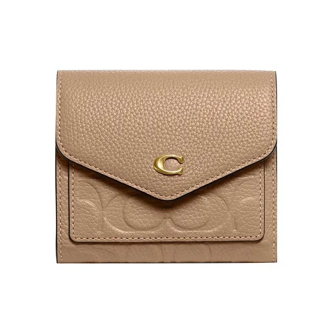 COACH Wyn Polished Grained Leather Card Holder Wallet Small Size Women's Nude-0