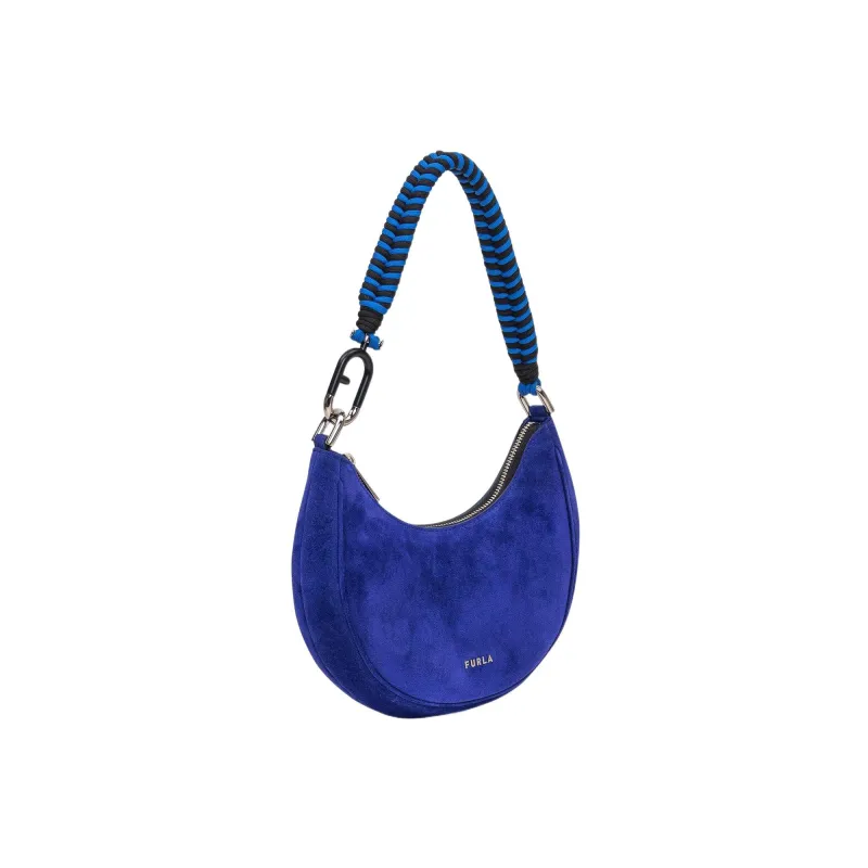 Furla Primavera Suede Handbag, Shoulder Bag Regular Women's Blue-1