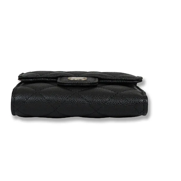 CHANEL 22K Autumn And Winter Litchi Grain Cow Leather Card Holder, Wallet, Wallet, Wallet Women's Black-2
