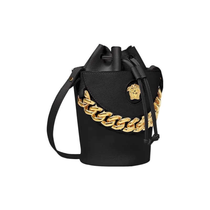 VERSACE La Medusa Calfskin Bucket Bag, Handbag, Shoulder Bag, Crossbody Bag Women's Black-1