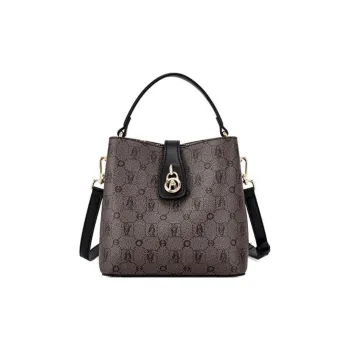 Hush Puppies Synthetic Leather Bucket Bags Crossbody One Shoulder Handbags Women's Black/Khaki/Apricot